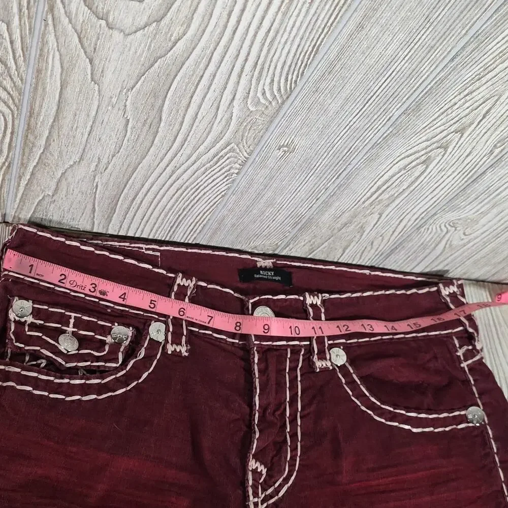 True Religion Ricky Super T Micro Corduroy Relaxed Straight Pants Red Mens 32